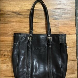 Coach Black full grain Leather Tote Bag